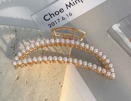 Buy China Wholesale Pearl Hair Claw Clips,women Girls Fashion,metal Large  Hair Claw,nonslip Strong Hold Barrettes,clips & Pearl Hair Claw Clips $1.18