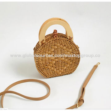 Handwoven Tan Rattan Envelope Clutch Bag from Bali, 'Casual Afternoon