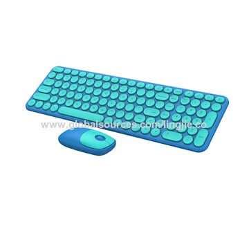  Combo de teclado y mouse inalámbricos, teclado inalámbrico  portátil ultra delgado y silencioso y mouse inalámbrico de 2.4 GHz con  receptor nano USB para Windows, laptop, PC, portátil (teclas azules) 