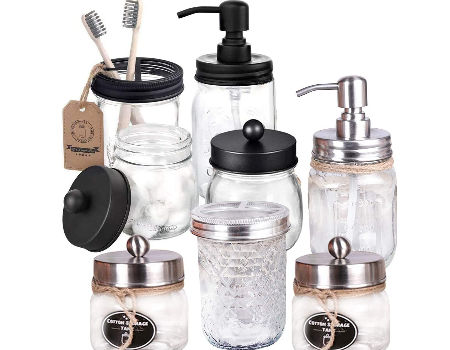  HERMJ Recipientes de vidrio para frascos: recipientes de boca  ancha con tapas herméticas y cucharón, dispensador de tarros de  almacenamiento de bebidas, cubo transparente sellado para jugos, latas de  bebidas para