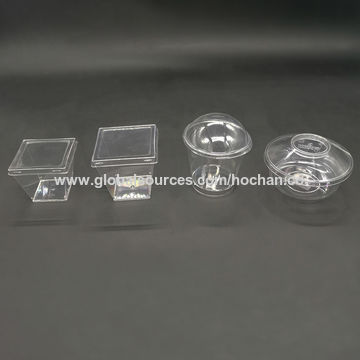 Square Plastic Dessert Cups - Disposable Square Cut Glass