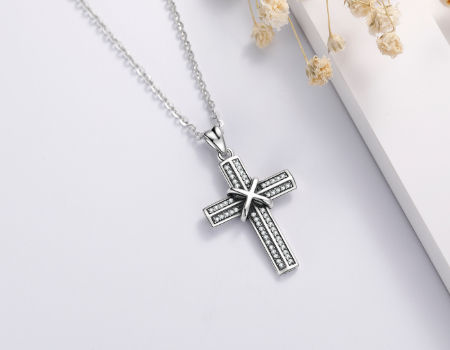 925 Sterling Silver 21x14mm Polished Religious Faith Cross Pendant Necklace Jewelry Gifts for Women