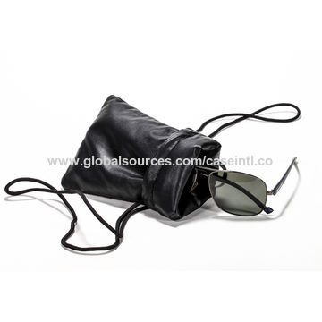 Buy Wholesale China Premium Soft Black Pu Leather Double Drawstring Pouch  Bag Sunglass Eyewear Pouch Filled With Foam & Leather Pouch Bag, Eyewear  Pouch, Sunglass Bag at USD 1.2