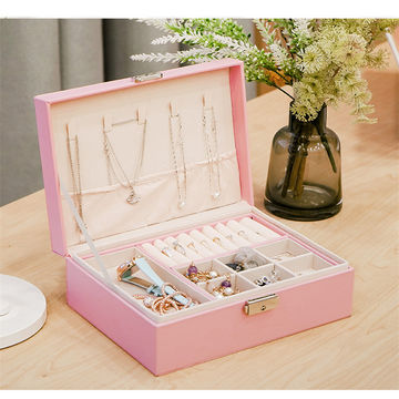 Large Capacity Jewelry Box Organizer PU Leather Drawer Jewellery