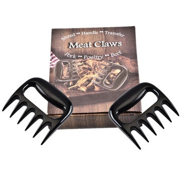 Metal Meat Claws 2 PCS, Barbecue Claws Pork Meat Forks with Wooden
