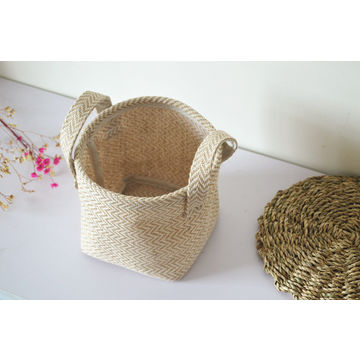 Panier de rangement en jute avec poignées - taille L