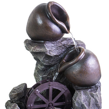 Fuente de cascada de mesa decorativa con bomba, estatua de