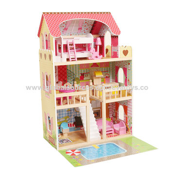 Custolmize Pink Girls Wooden Georgian Dolls House for Sale W06A420