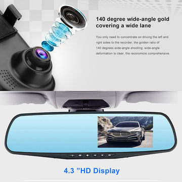 Car DVR Camera Dash Cam 4.5 inch Rear View Mirror Video Recroder Car Camera Dual Lens Cam Night Vision Front and Rear Back Up Reversing Security