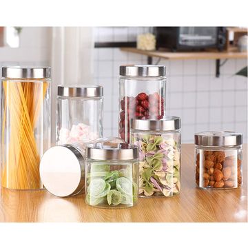 Large Glass Canister 50 Oz 1500ml Wide Mouth Square Glass Food