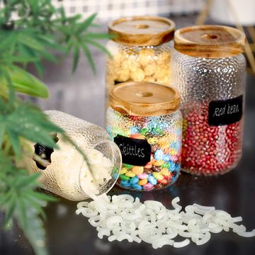 Wood Lid Glass Bottle with Screw Small Glass Storage Bottle Food Jar Can  Cereal Canister Kitchen
