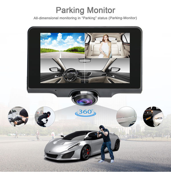 1pc 3 Lens 1080P Car Dashcam 2 Inch Mini Car Black Box G-Sensor Video  Recording With Type C Port