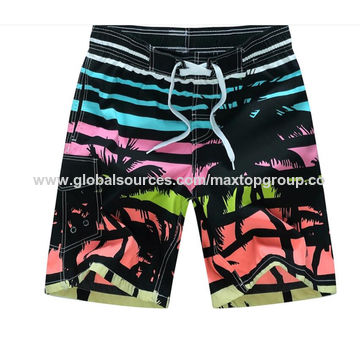Pantalones Cortos de Baño RPET Reciclado, Impresión Digital, Ojal y Cordón, Bolsillo Trasero con Cierre de Velcro - Fabricante Ecológico