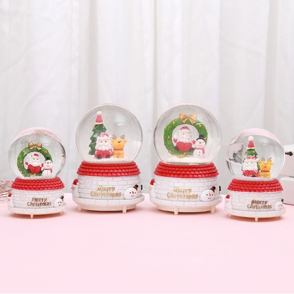 China Resin Crystal Snow Globe 80mm 100mm Led Light Inside Music Box Christmas Santa And Elk Snowman Gift On Global Sources Christmas Decoration Christmas Christmas Tree