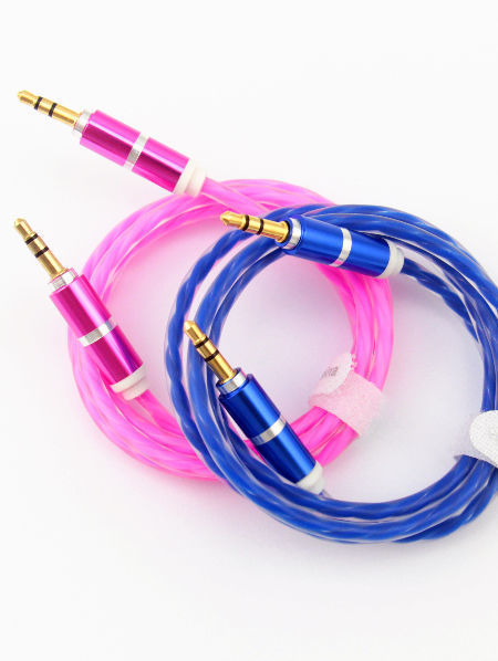 Cable Length: 1m, Color: Blue Computer Cables 1M 3.5mm Male to Male AUX Audio Cable Control Talk Headphone Audio Cable Lead with Mic 