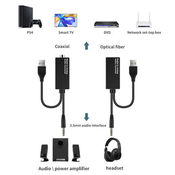 9€03 sur Convertisseur Numérique à Analogique Audio Rca 3,5 Mm Jack Coaxial  Câble Optique Décodeur - Câbles USB - Achat & prix