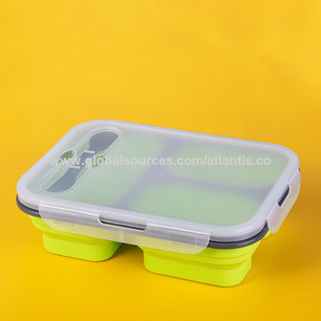 Buy Wholesale China Food Grade Microwavable Telescopic Collapsable Rubber Silicone  Lunch Box 500ml Foldable Food Storage Containers Custom Logo & Silicone  Lunch Box at USD 1.19