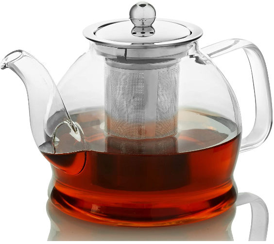 Brewer Clear Glass Tea Kettle Pot 
