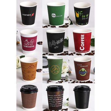 China Disposable Biodegradable Kraft Paper Cups Ripple Double Wall ...