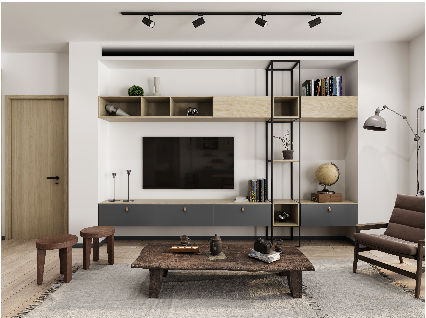 Gabinete de TV nórdico para sala de estar, mesa de televisión alta