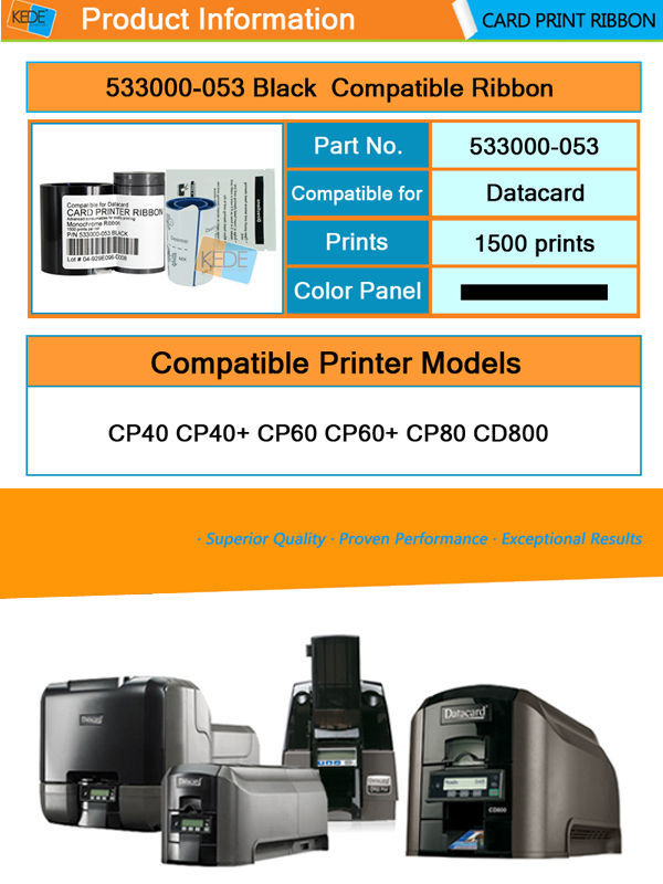 533000053 Black Monochrome Ribbon 1500images for use in Datacard SD260
