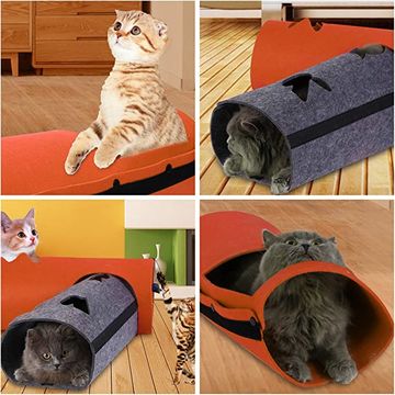 Tunnel pour Chat d'Intérieur Pliable à 3 Voies avec Papier Crépitant, Jouet Interactif pour Chat