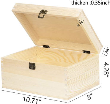 Pine Wood Box Stash Boxes, Unfinished Pine Storage Box