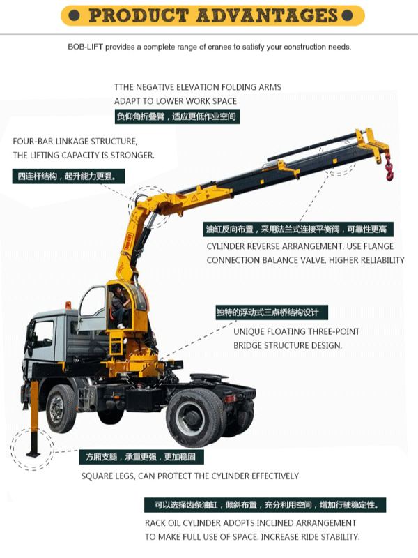 China Hand operated hydraulic knuckle boom lorry truck mounted crane on