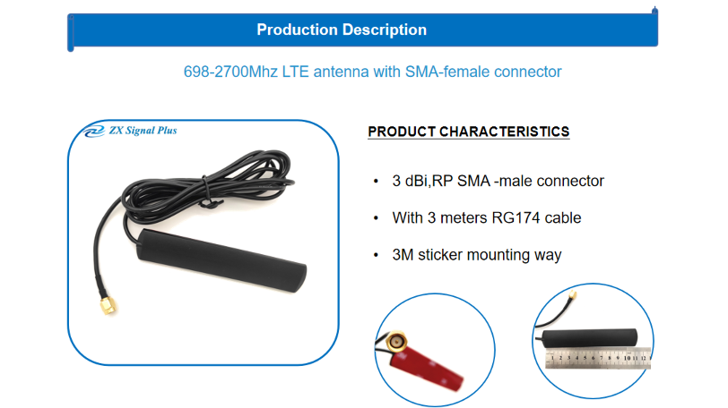 China 800-2690Mhz LTE 4G antenna with sticker adhesive mounting way SMA ...