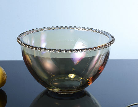 Buy Wholesale China Large Luster Amber Effect Beaded Edge Glass Salad Bowls  Decorative Serving Bowls For Salad Fruit & Glass Salad Fruit Bowl at USD  3.08
