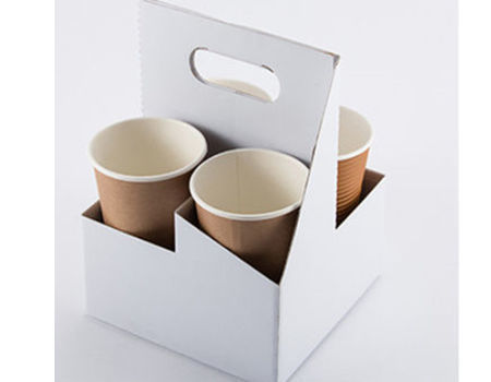 2 Cup Tray Holder Paper Cardboard Carrier Tea Coffee Hot & Cold Drinks Paper Cup 