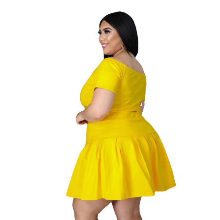 Two Piece Summer Skirt Set Cropped Top 