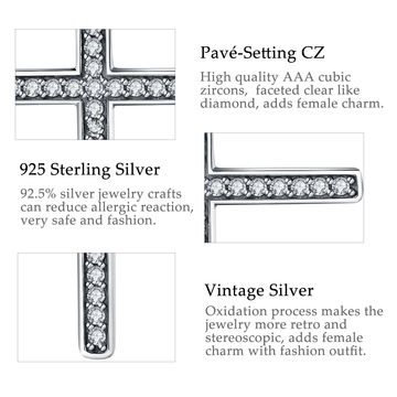 S925 Sterling Silver Double Cross Necklace Retro Handmade 