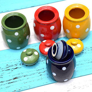 Buy Wholesale China Colorful Polka Dot Ceramic Storage Jar