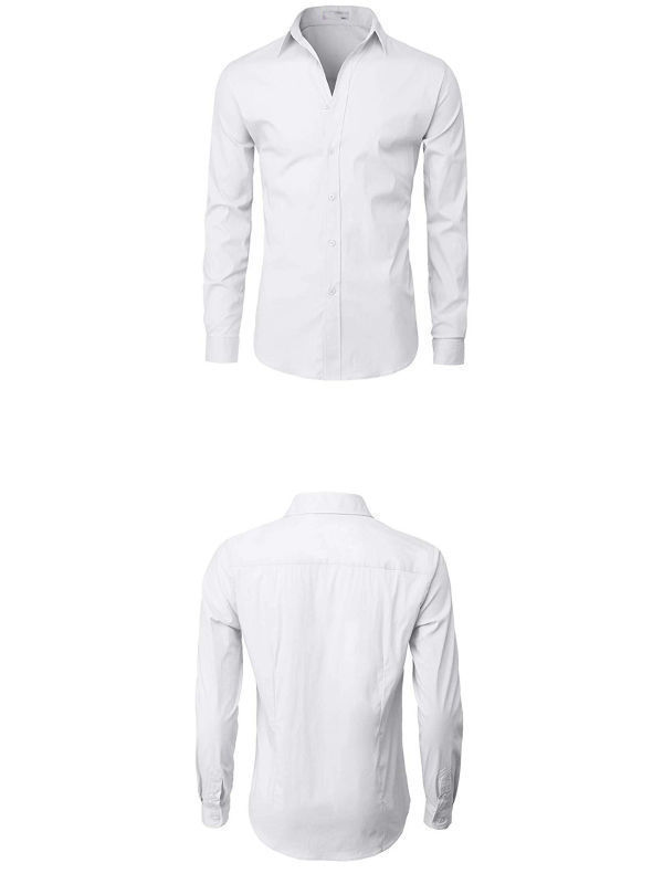Sunmoot Button Down Shirts for Men Spring Autumn Business Work Long Sleeve Slim Fit Blouse Casual Top 