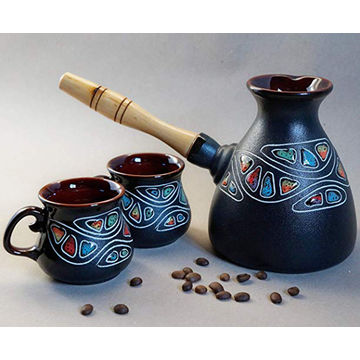 Buy Wholesale China Black Turkish Coffee Pot Cups Set Ceramic Coffee Maker  & 2 Cups & Turkish Coffee Pot Set at USD 0.8