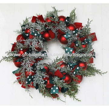 Künstlicher Weihnachtskranz mit Schleife für Weihnachtsfeierdekoration, Türkranz Fensterkranz - Großhandel