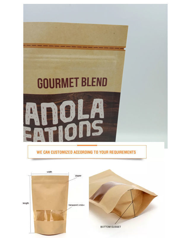 China Top-seller stand Up Pouch Ziplock Kraft Paper Bags With Clear ...