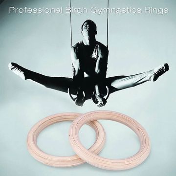 Set anneaux de gymnastique en bois et sangles anti-dérapantes