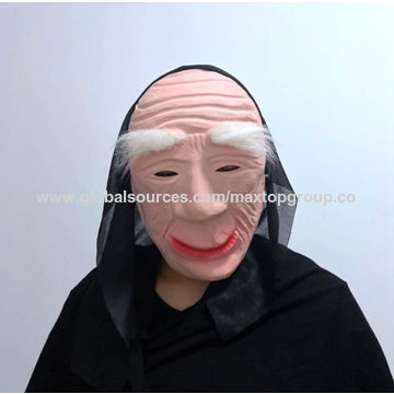 Old Woman Mask Halloween Creepy Wrinkle Face Mask Latex Cosplay