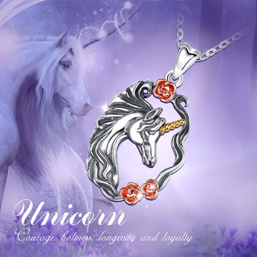 925 Sterling Silver Shiny Purple Cubic Zirconia Unicorn Jewelry Charm