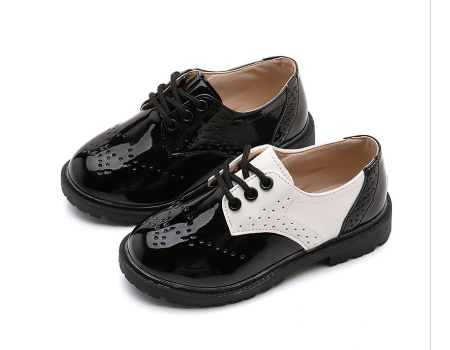 Kid pu dress shoe,kids lace-up school 