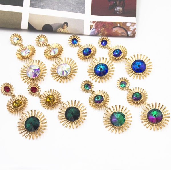 Multi Layer Circle Dangle Earrings Women Alloy Gold Stud Earring C 