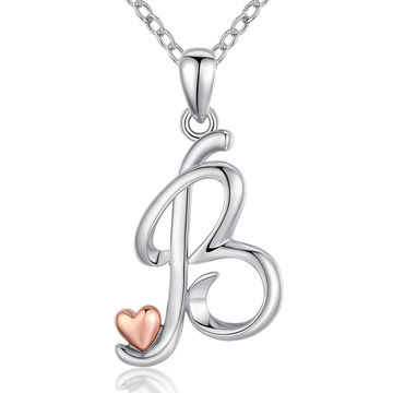 Sterling Silver Letter B Pendant Necklace