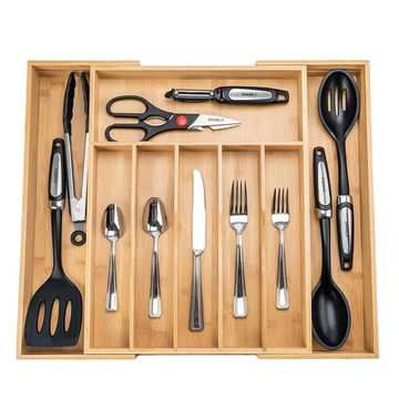 Organizador de cajón de cubiertos extensible, bandeja de cubiertos  ajustable, organizador de divisores de cajón para cubiertos, bandeja de  cajón de cubiertos para cubiertos, utensilios de servicio, almacenamiento  multiusos para cocina, oficina