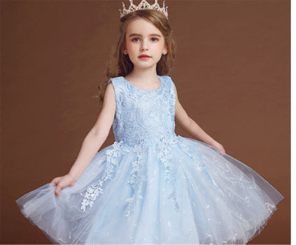 Net yarn summer dress princess dress girls performance dress flower girl tutu dress supplier