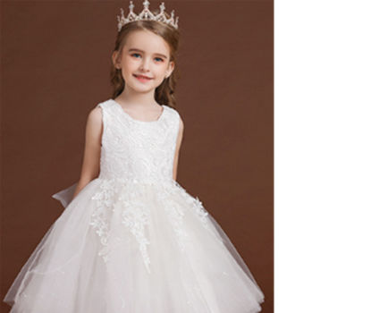 Net yarn summer dress princess dress girls performance dress flower girl tutu dress supplier