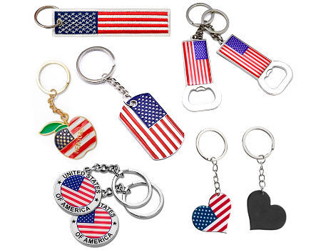 American Usa Flag Car Keychain, Creativre Zinc Alloy Circular Car