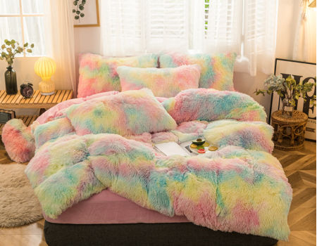 tie dye shaggy comforter set