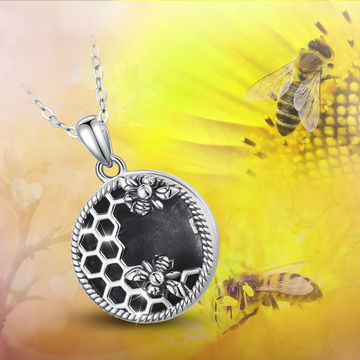 Dainty Sterling Silver Honeybee Charm Pendant Queen Honey 